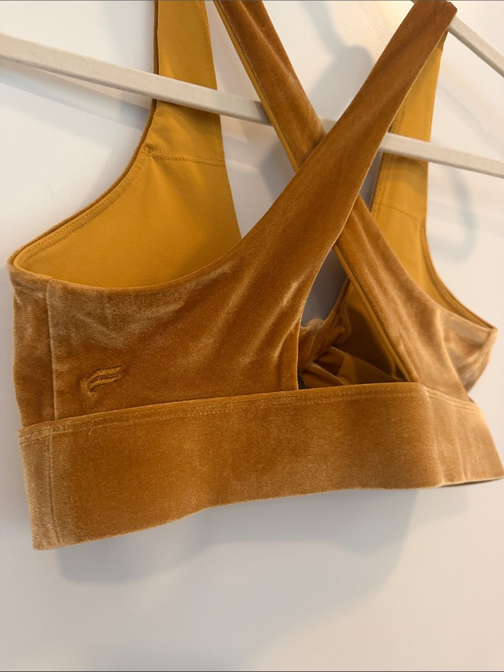 Fabletics Oasis Twist Velour Sports Bra in Light Honey | Size XSmall - Picture 5 of 5